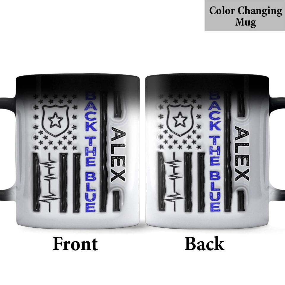 Police Officer Back The Blue Patriotic 4th July - Personalized Police Officer Mug