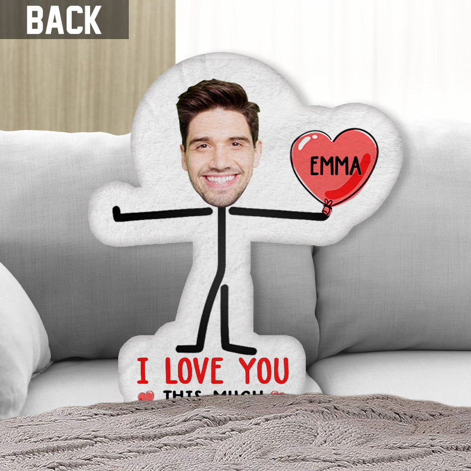 I Love You This Much Custom Photo Keychain For Couples - Personalized Couple Shaped Pillow