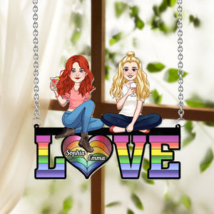 Love - Personalized LGBT Support Window Hanging Suncatcher Ornament