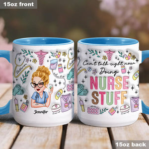Doing Nurse Stuff - Personalized Nurse Accent Mug