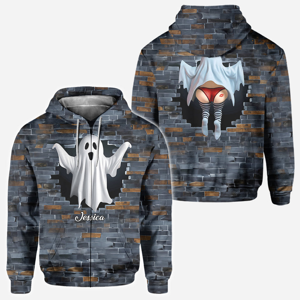 Funny Ghost Couple - Personalized Couple All Over Shirt