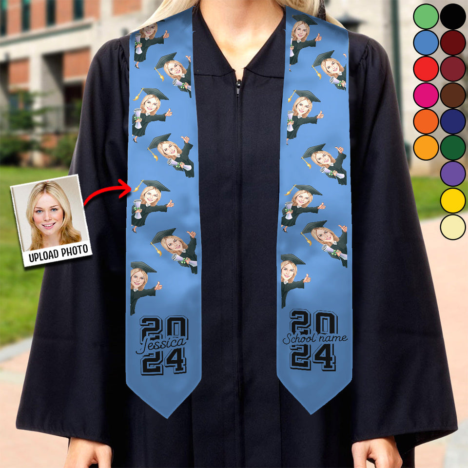 Caricature Funny Character - Personalized Graduation Graduation Stole