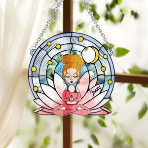 Namaste - Personalized Yoga Window Hanging Suncatcher Ornament