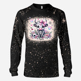 Cute Spooky Halloween Highland Cow - Personalized Bleached T-Shirt