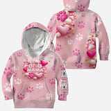 Dog Cat Mama Fur Mom 3D Pink Heart - Personalized Dog All Over Shirt