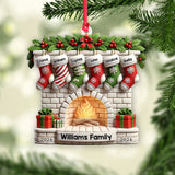 Stockings on Fireplace - Personalized Family Ornament