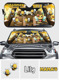 Grandma's Reasons To Bee Happy - Personalized Grandma Car Sunshade