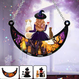 Wicked Witch And Little Monster - Personalized Dog Window Hanging Suncatcher Ornament