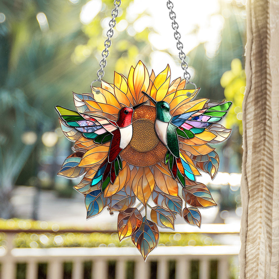 Beautiful Hummingbirds Sunshine - Hummingbird Window Hanging Suncatcher Ornament