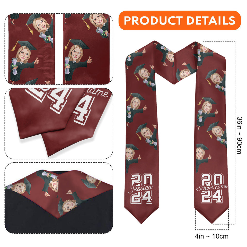 Caricature Funny Character - Personalized Graduation Graduation Stole
