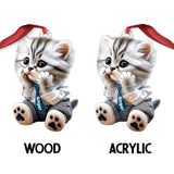 Cute Cat - Personalized Cat Custom Shaped Ornament