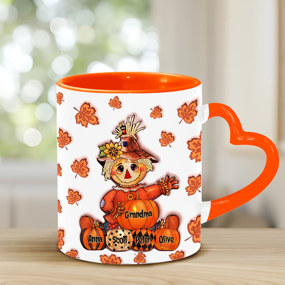 Grandma Fall - Personalized Grandma Heart Handle Mug