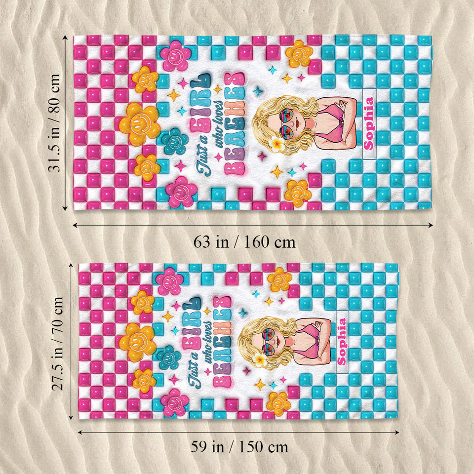 Just A Girl Who Loves Beaches - Personalized Sea Lover Beach Towel