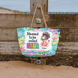 Grandma Nana Gigi Scribble Doodle Grandkid - Personalized Grandma Beach Bag