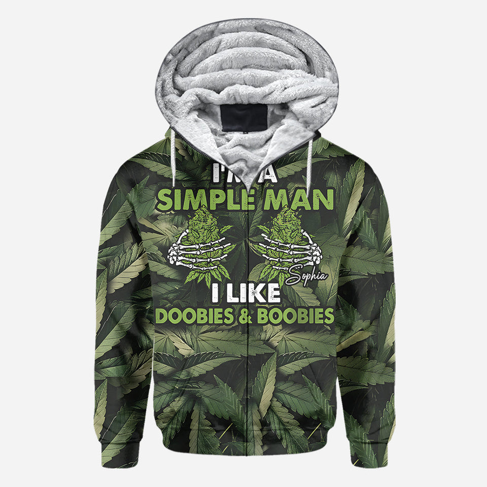 I'm A Simple Man I Like Doobies & Boobies - Personalized Weed All Over Shirt