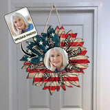 Grandma 4th Of July Sunflower - Personalized Grandma Custom Shaped Wood Sign