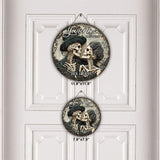 You & Me - Personalized Skull Round Wood Sign