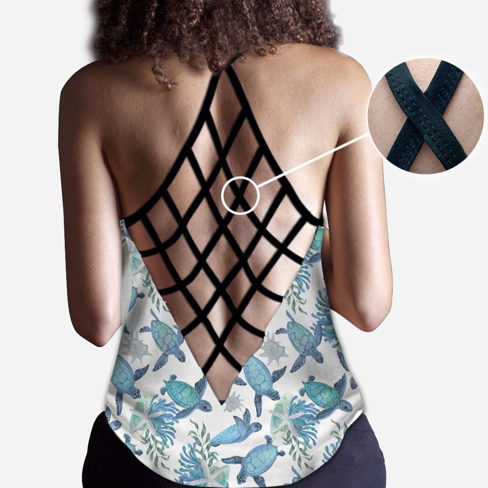 Love Turtles - Personalized Turtle Cross Tank Top and Leggings
