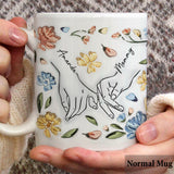 First My Mother Forever My Friend Pastel Floral Line Art Inflated - Personalized Mother Mug