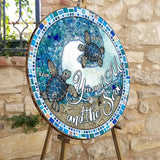 You And Me And The Beach - Personalized Couple Round Wood Sign