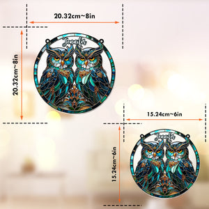 Beautiful Owls - Personalized Owl Window Hanging Suncatcher Ornament