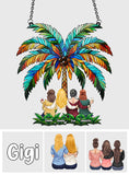 Besties Under The Palm Tree - Personalized Bestie Window Hanging Suncatcher Ornament