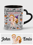 Halloween Is Coming - Personalized Couple Heart Handle Mug