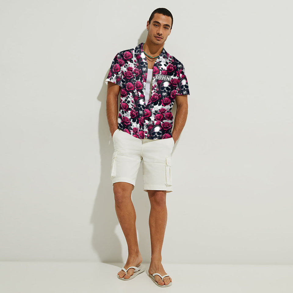 Rose Skull Summer - Personalized Skull Hawaiian Shirt