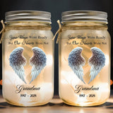 Magnifiques ailes d'ange - Lampe commémorative personnalisée en bocal Mason