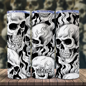 My Last Flying Fck - Personalized Skull Glow Skinny Tumbler