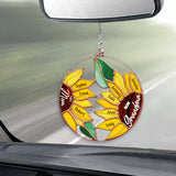 First Mom Now Grandma Sunflower - Personalized Grandma Transparent Car Ornament