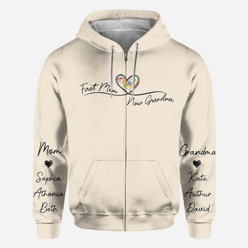 First Mom Now Grandma - Personalized Grandma All Over Shirt