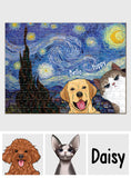 Van Gogh Starry Night Cat - Personalized Cat Jigsaw Puzzle