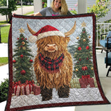 Beautiful Christmas Highland Cow - Personalized Quilt