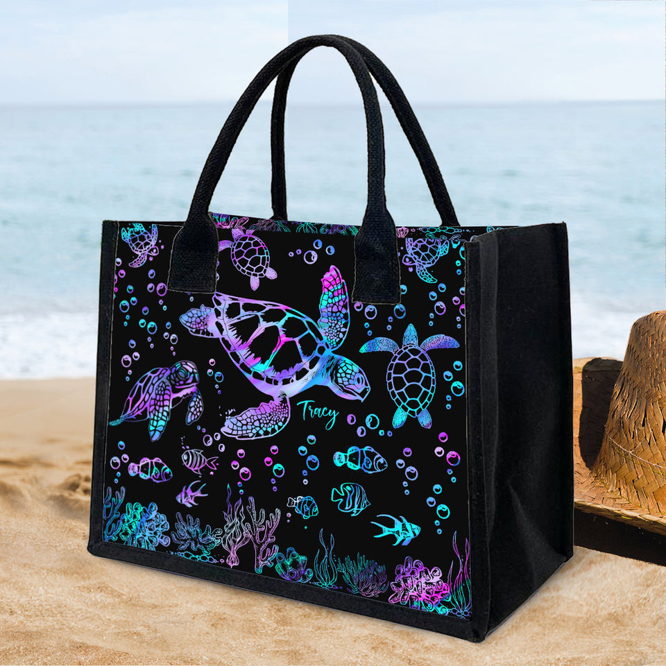 Sea Turtles - Personalized Turtle Canvas Tote Bag