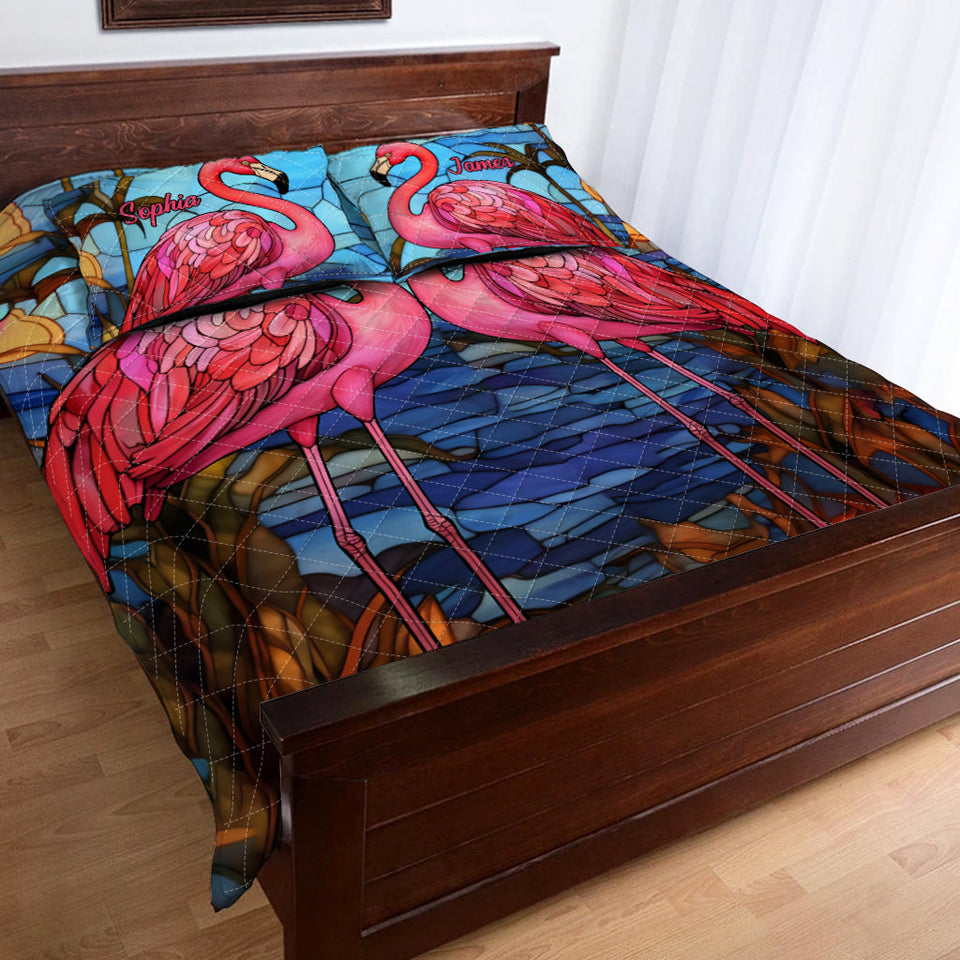 Love Flamingos - Personalized Flamingo Quilt Set