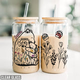 Mama Bear Floral Love Affection - Personalized Mother Can Glass