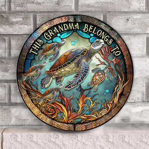 This Grandma/Momma Belongs To - Personalized Grandma Round Wood Sign