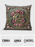 Mystical Witch Ancient Roses - Personalized Witch Throw Pillow