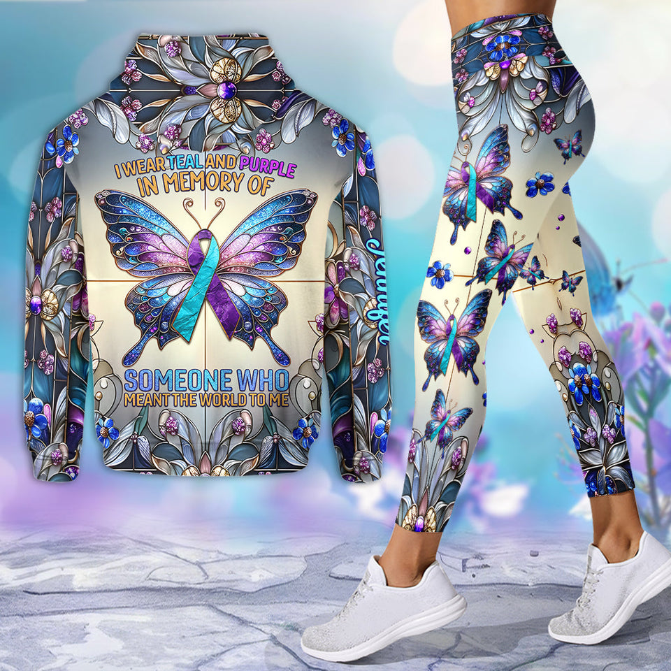 I Wear Teal And Purple - Personalized Suicide Prevention Hoodie and Leggings