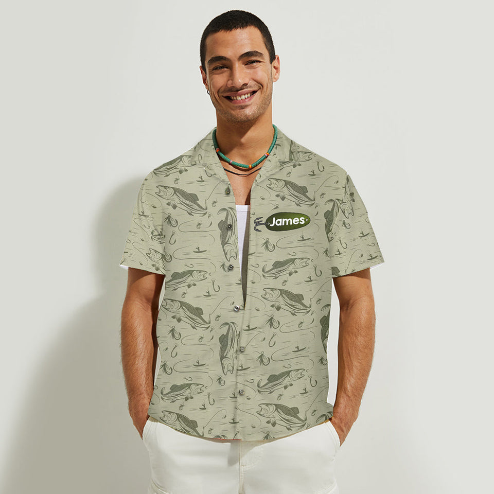 Hooked On Being Dad/ Grandpa... - Personalized Fishing Hawaiian Shirt
