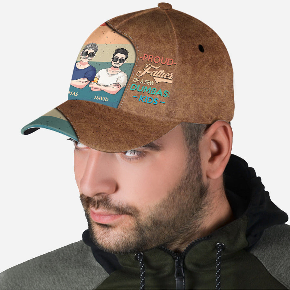 Proud Father Mother Grandma Grandpa Of A Few Kids - Personalized Father Classic Cap