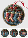 Family Socks - Personalized Family Ceramic Circle Ornament