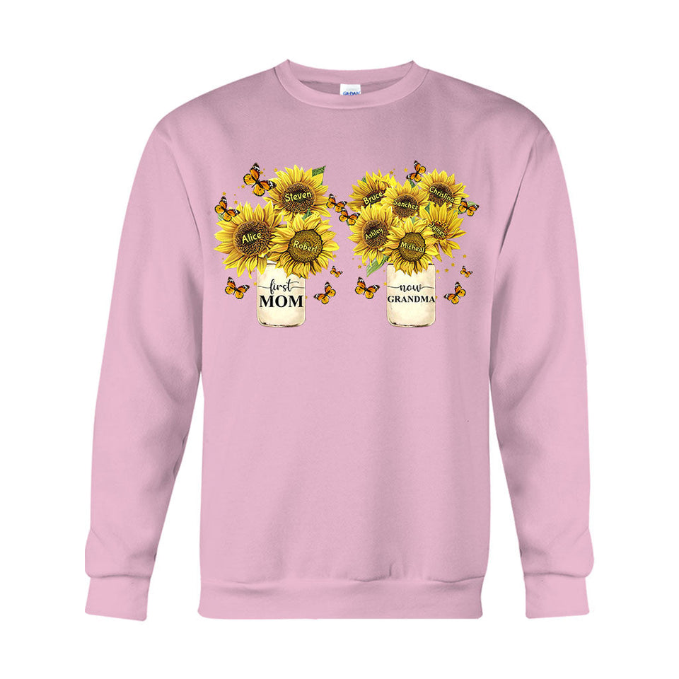 First Mom Now Grandma - Personalized Grandma T-shirt And Hoodie