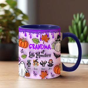 Grandma Of Little Monsters Any Title - Personalized Grandma Accent Mug