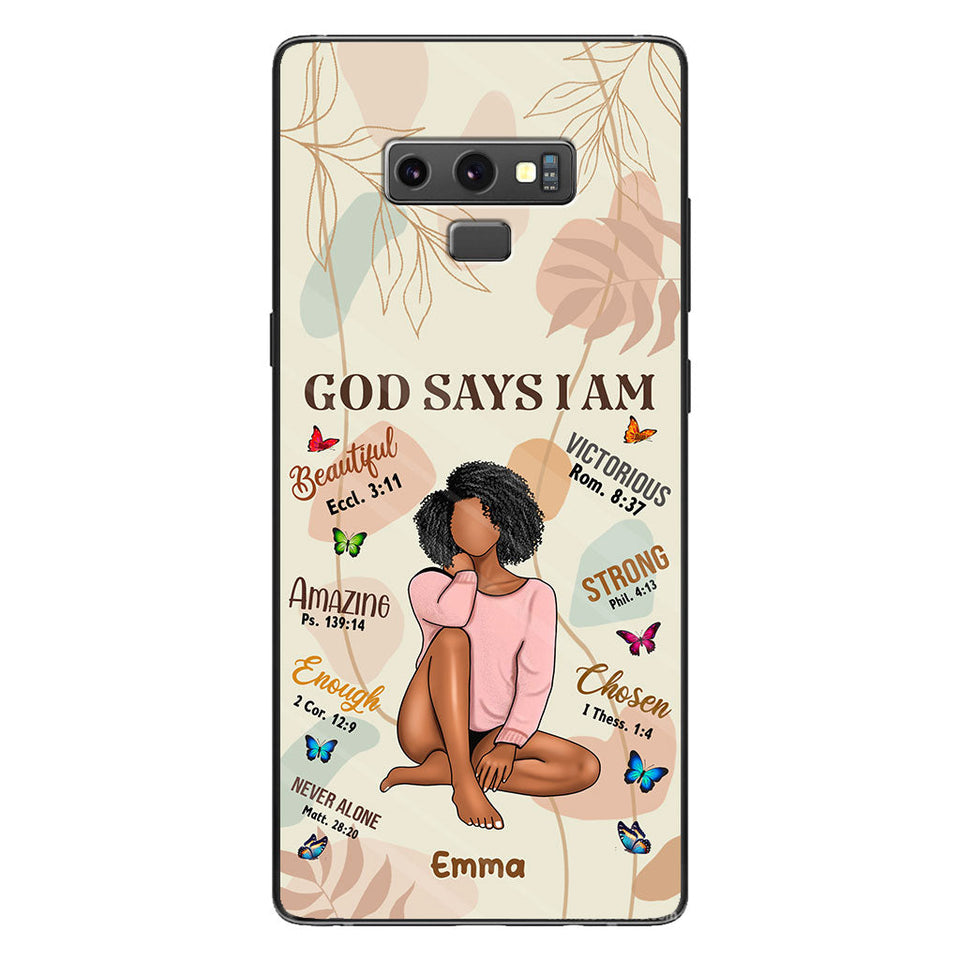 God Says I Am - Personalized African American Phone Case