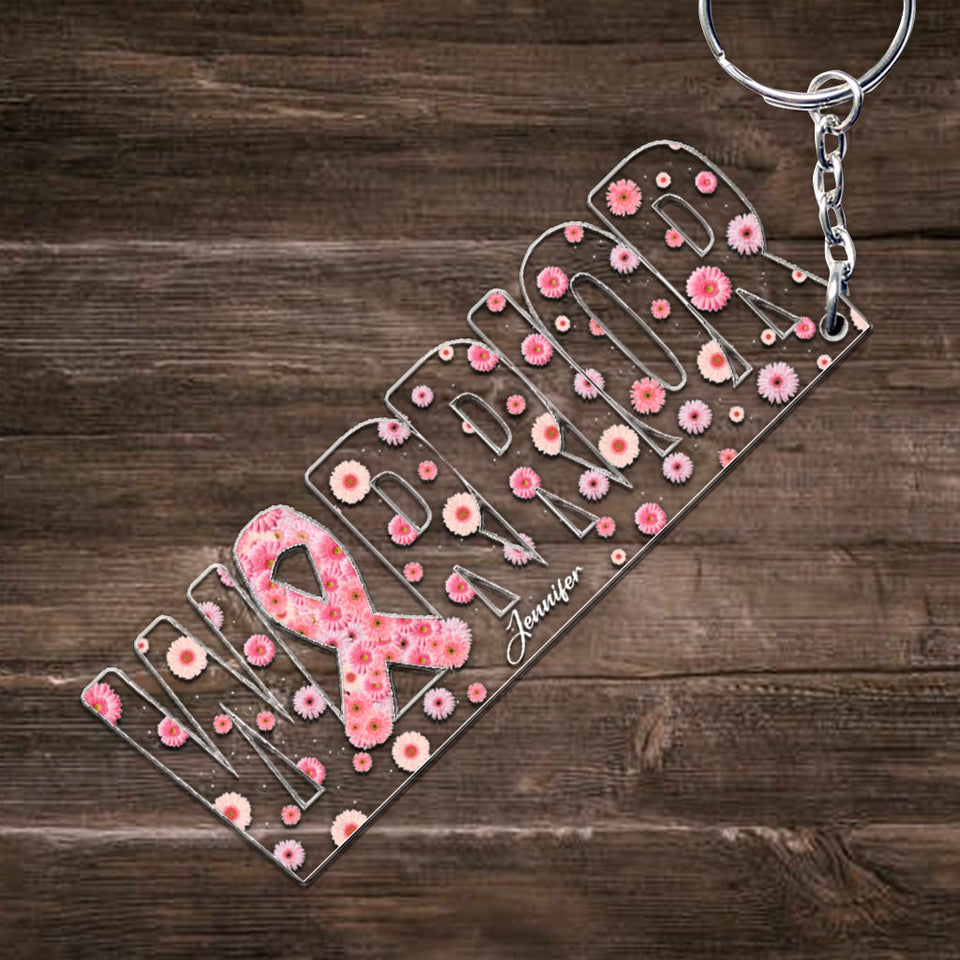 Breast Cancer Warrior - Personalized Breast Cancer Awareness Custom Shaped Keychain