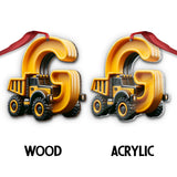 Construction Vehicles Letter Ornament - Personalized Kid Ornament