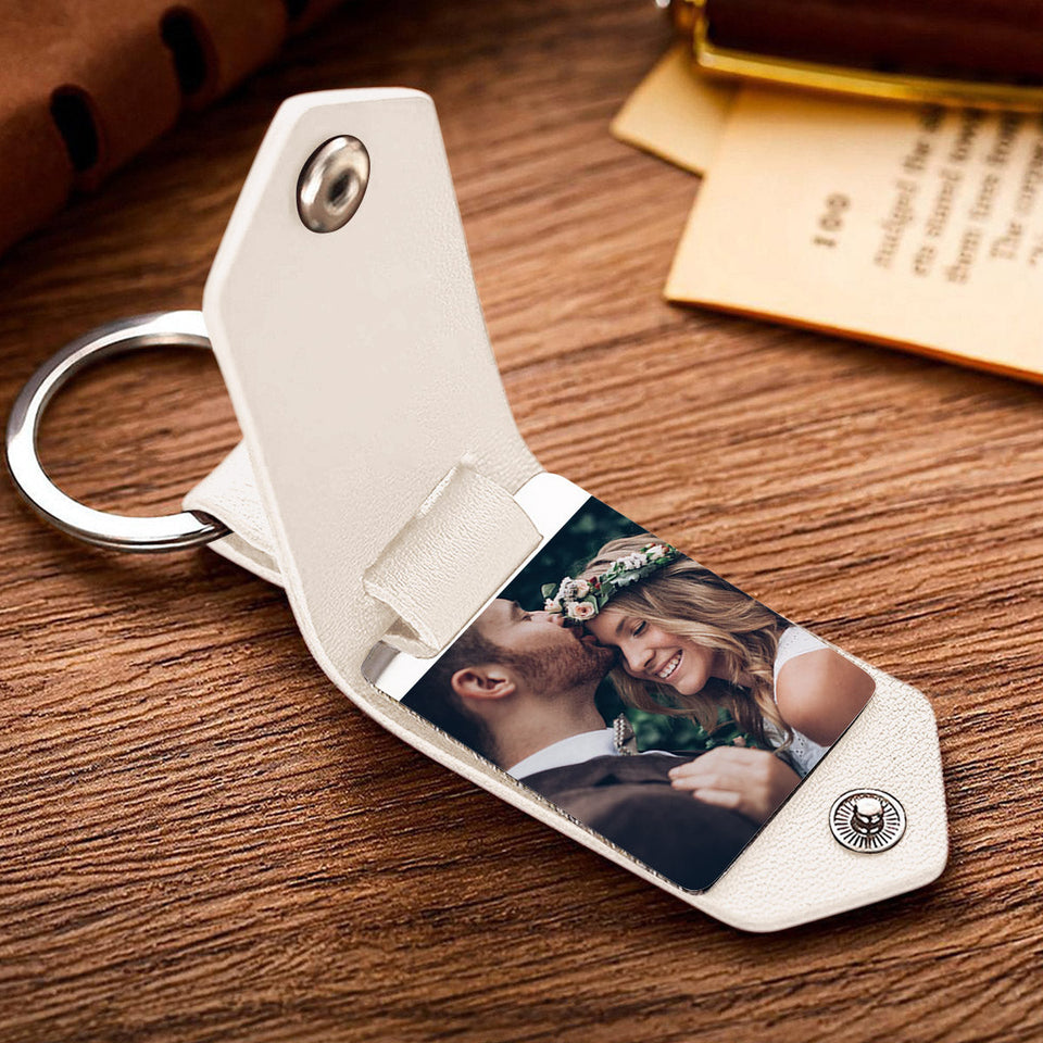 The Best Is Yet To Come - wedding gift for husband, wife, boyfriend, girlfriend - Personalized Leather Photo Keychain