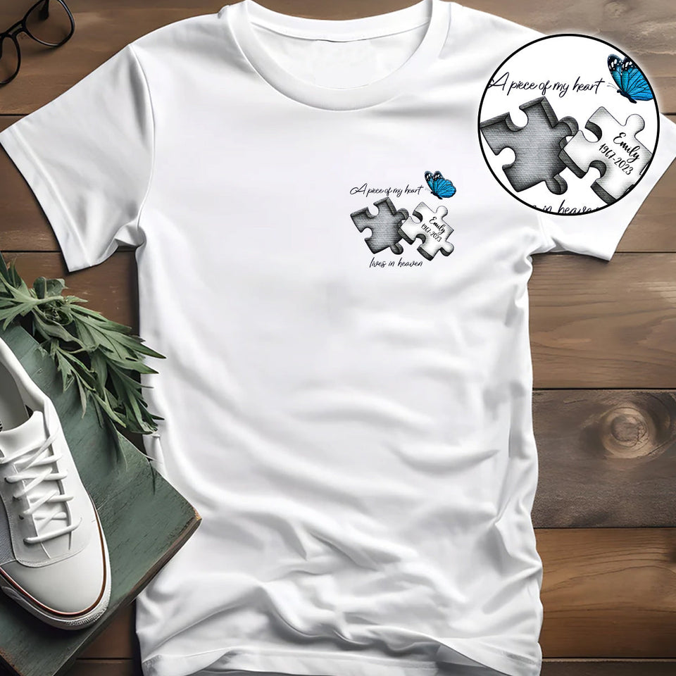 Memorial Butterfly Dragonfly Heaven Feather - Personalized Memorial Embroidered T-shirt